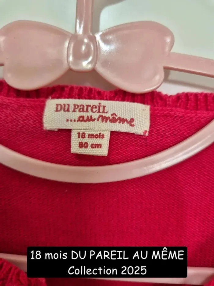 Collection 2025 Du pareil au même 18 mois 80 cm cardigan rose  gilet fille - photo numéro 2