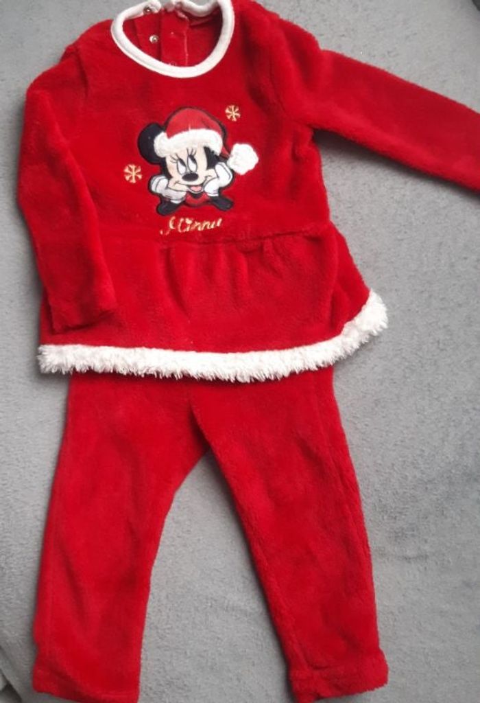 Ensemble pyjama 2 pièces Minnie Noël ÷ bonnet Noël assorti