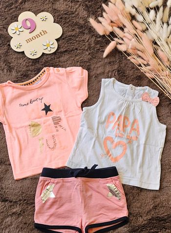Ensemble 9 mois short t-shirt manches courte été fille