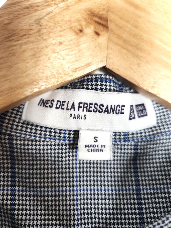 Chemise Ines de la Fressange x Uniqlo Carreaux Gris & Bleu - Taille S - photo numéro 3