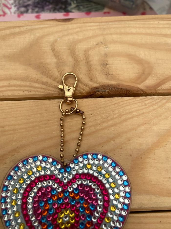 Porte clé recto/verso coeur 💓 en Diamond painting