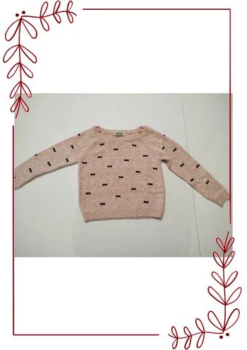 Pull rose noeud noir