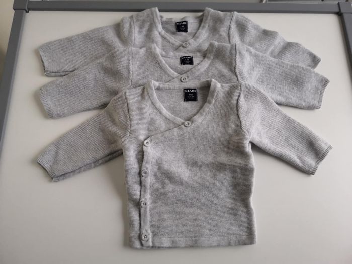 Lot de 3 gilets asymétrique (Gris clair) 1 mois Kiabi