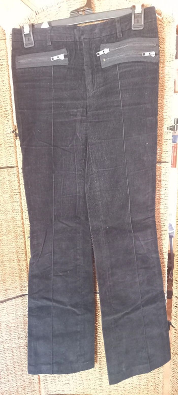 Ensemble velours pantalon patte d'éléphant et blazer - photo numéro 2