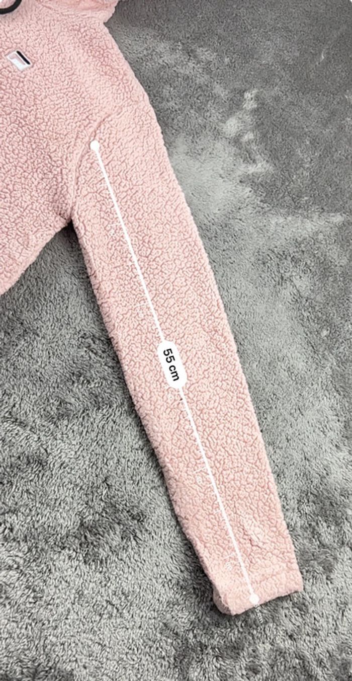 Pull polaire à capuche Fila avec logo brodé rose orangé taille S – Femme streetwear - photo numéro 5