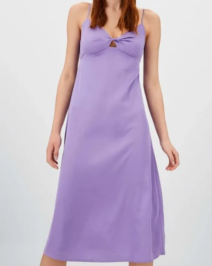 robe midi en satin style nuisette femme violette mauve