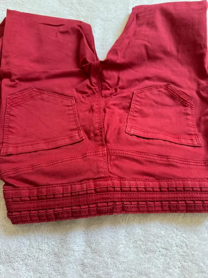 Pantalon jean bordeaux / rouge - photo numéro 6