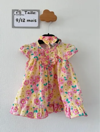 Robe fleurit avec bandeau - taille 9/12 mois 🌸