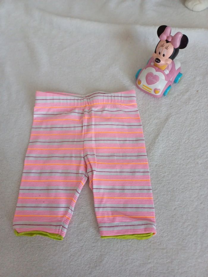 Legging court rose rayé 6 mois