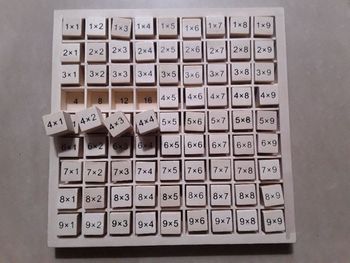 Multiplications : table de Pythagore en bois (cubes) TBE