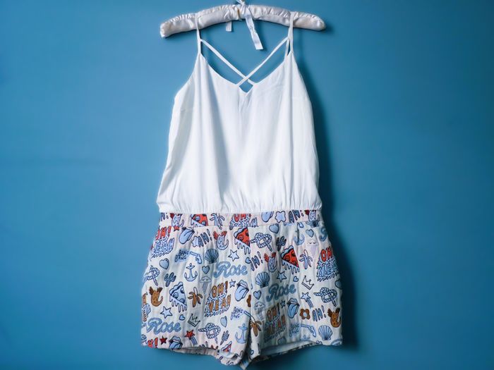 Combinaison short Femme Naf Naf 36 S ensemble été TBE blanc imprimé - photo numéro 2