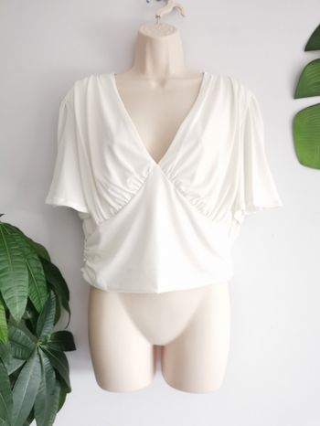 Top court blanc froncé H&M Taille L