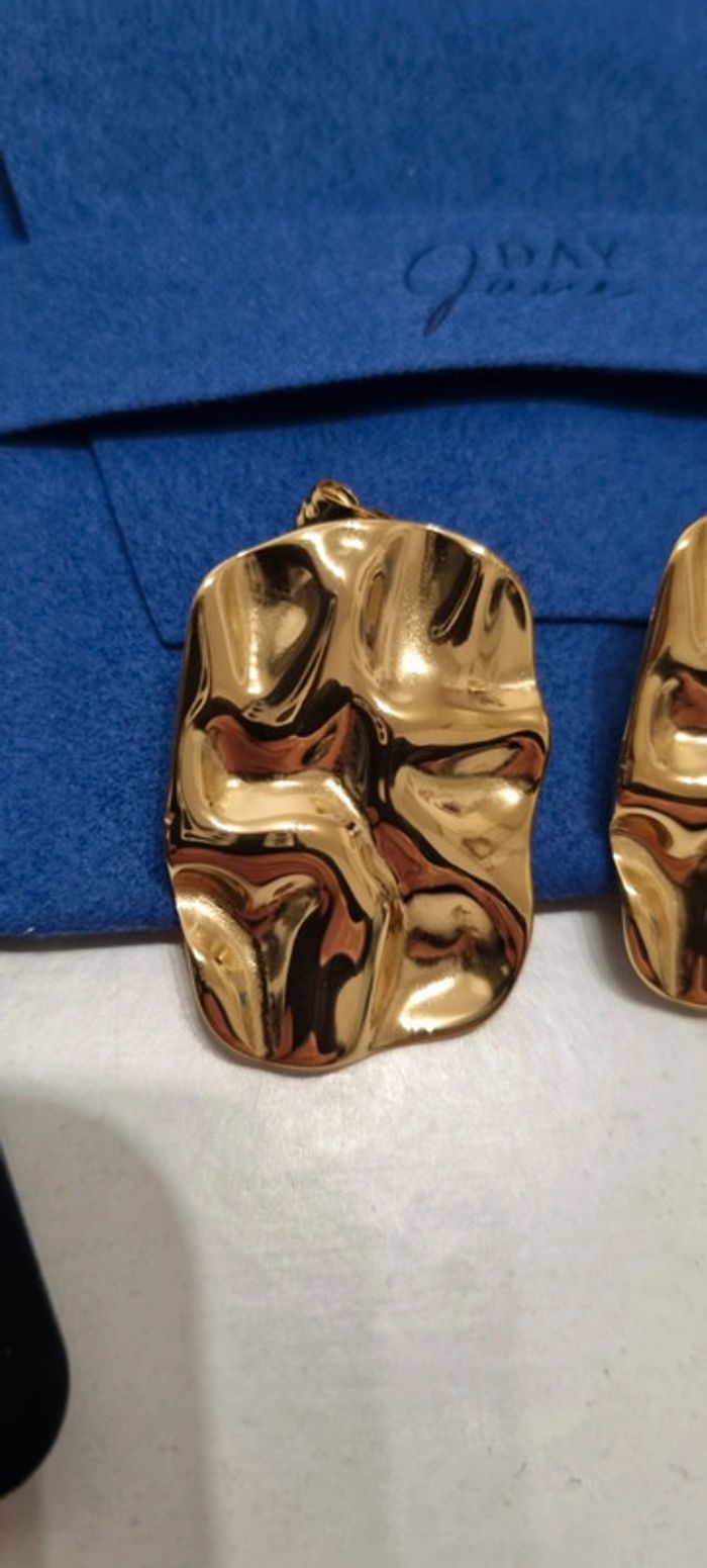 Boucles d'oreilles dorés acier inoxydable day june et jaspe - photo numéro 3