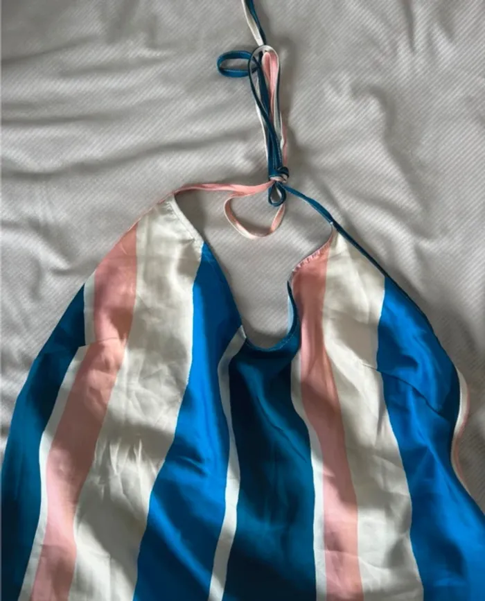 Robe effet, satinée H&M taille L bicolore - photo numéro 4