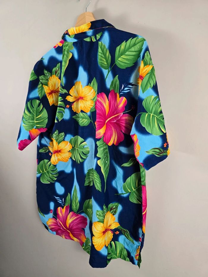 Chemise hawaïenne homme Ocean Blue fleurs tropicales multicolore M été vintage - photo numéro 6