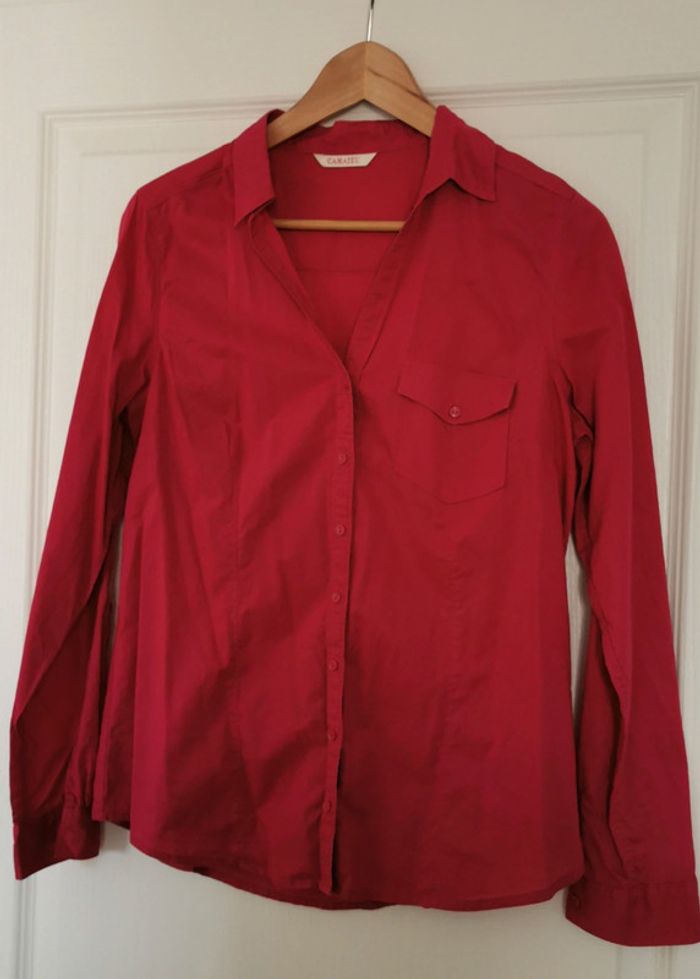Chemisier rose rouge Camaïeu 38
