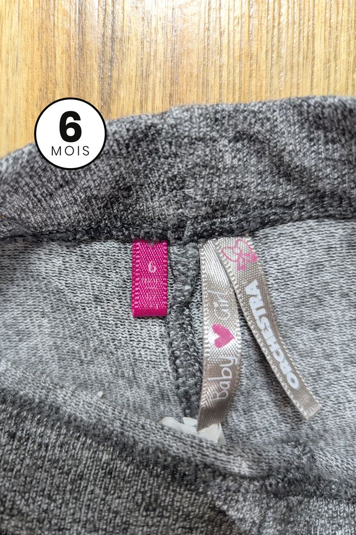Legging Gris - Bouton coeur - Bébé fille 6 mois - photo numéro 3