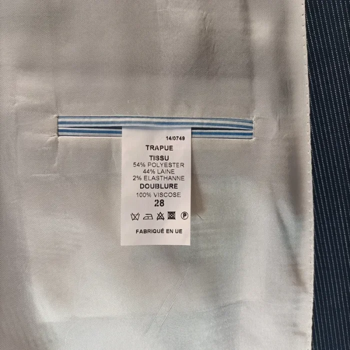 Veste de costume bleue à fines rayures blanches Griffe Noire Taille 52 A469 - photo numéro 15