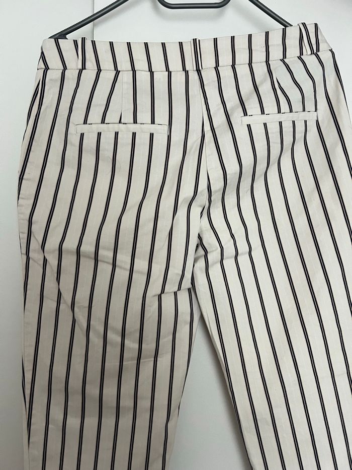 Pantalon droit rayé crème marine et rose Camaïeu - photo numéro 4