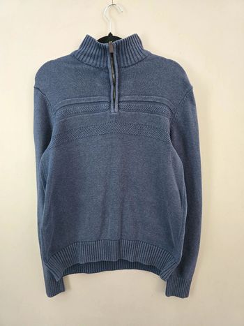 Pull Dockers bleu col montant zippé en maille texturée homme taille S