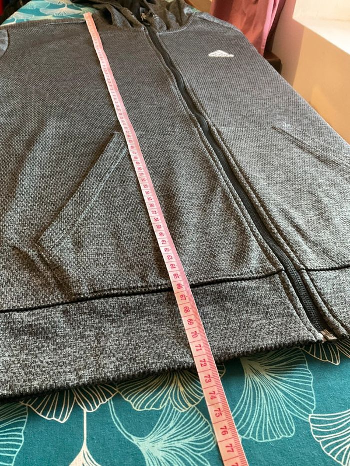 Sweat zippé à capuche pour homme Adidas gris foncé taille L 193 - photo numéro 10