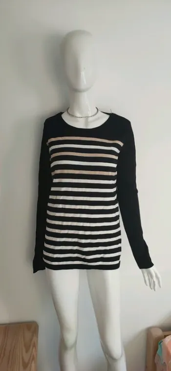 T-shirt manches longues, noir/blanc/doré Grain de Malice