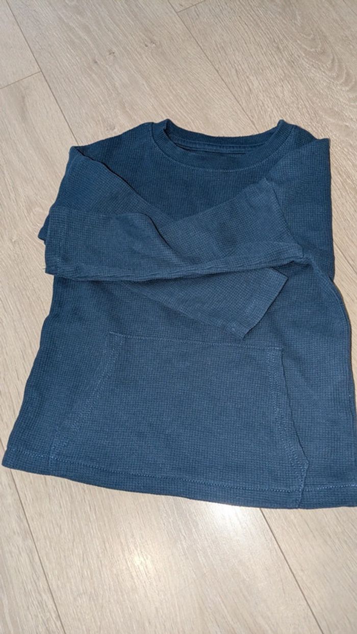 Pull léger gaufré bleu garçon 4 ans - photo numéro 3
