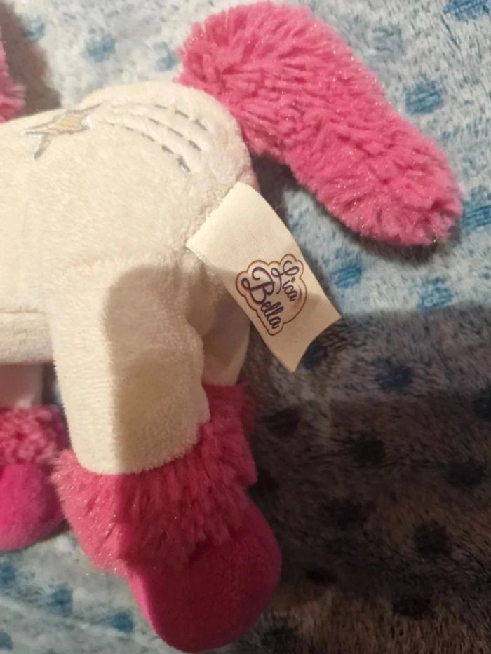 Peluche licorne blanche et rose sonore - photo numéro 3