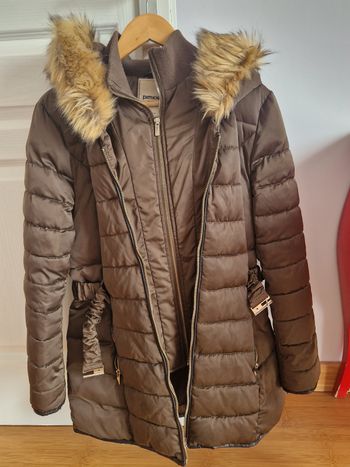 Blouson kaki double fermeture et capuche