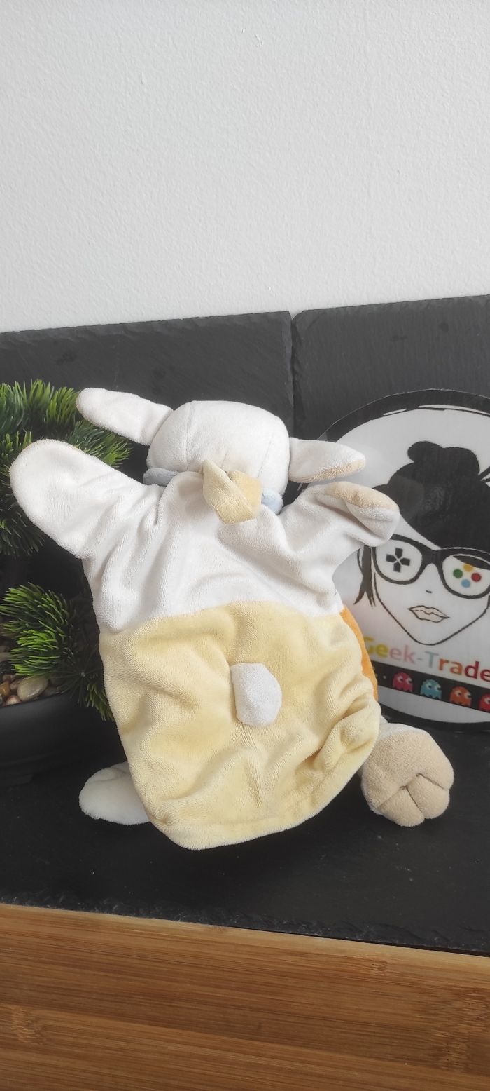 Doudou et compagnie marionnette mouton bébé blanc orange bleu Poche Beige Marron - photo numéro 2