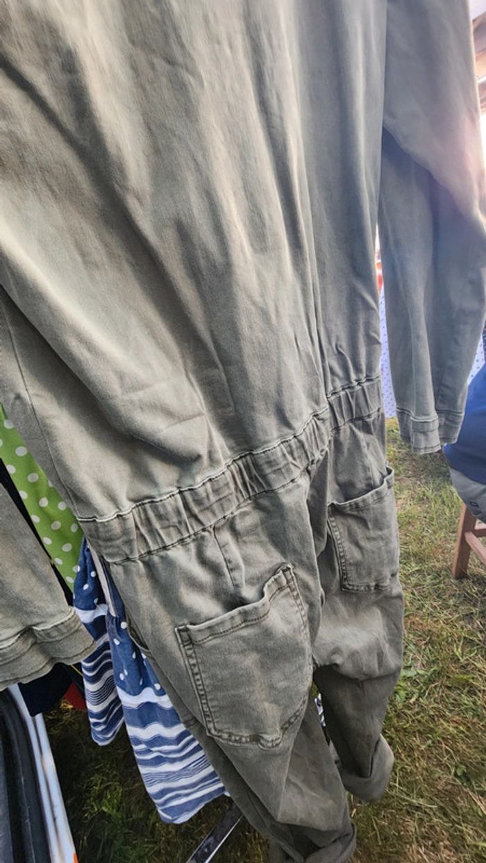 Superbe combi overall en coton kaki taille 38 - photo numéro 7