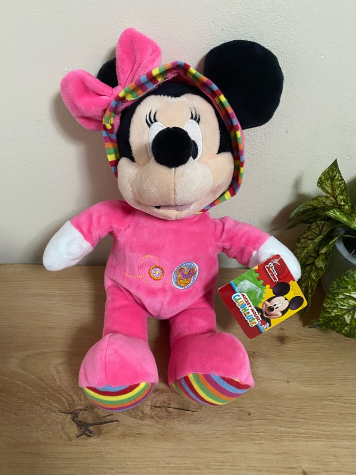 Doudou peluche souris minnie combinaison rose Disney neuf