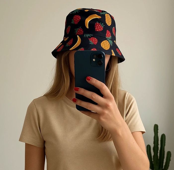 Bob coloré à motifs fruits – Taille unique – Unisexe