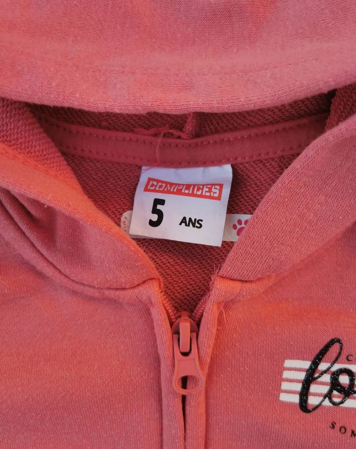 Pull sweat zippé à capuche 5 ans fille Complces - photo numéro 3