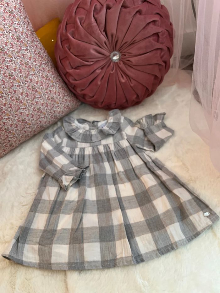 Robe vichy grise lurex