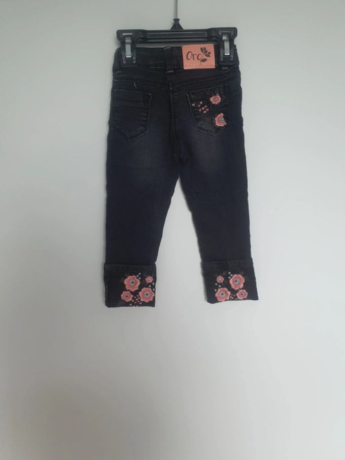 Jeans noir broderie bleu sur l ourlet de jambe et poches 2 ans orchestra - photo numéro 4