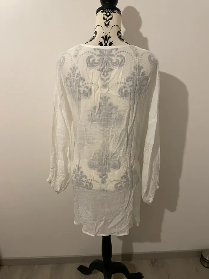 Robe-chemise blanche à volants et cordon - Neuf - Taille 36/38 - photo numéro 5