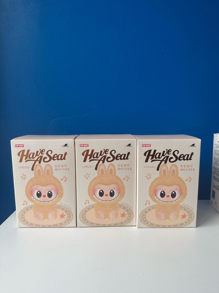 3 popmart labubu have a seat blind box