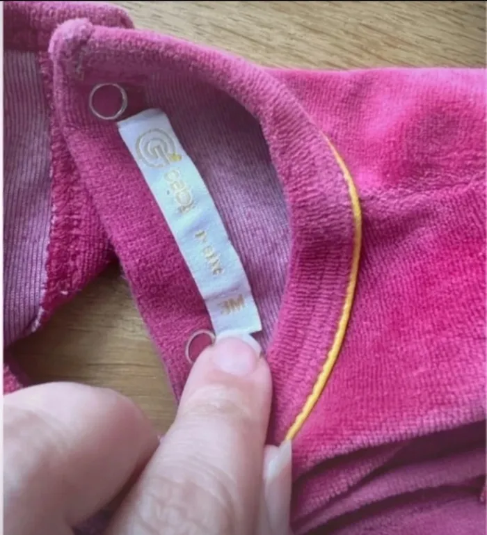 Pyjama en velours rose bébé fille 3 mois Gemo - photo numéro 2