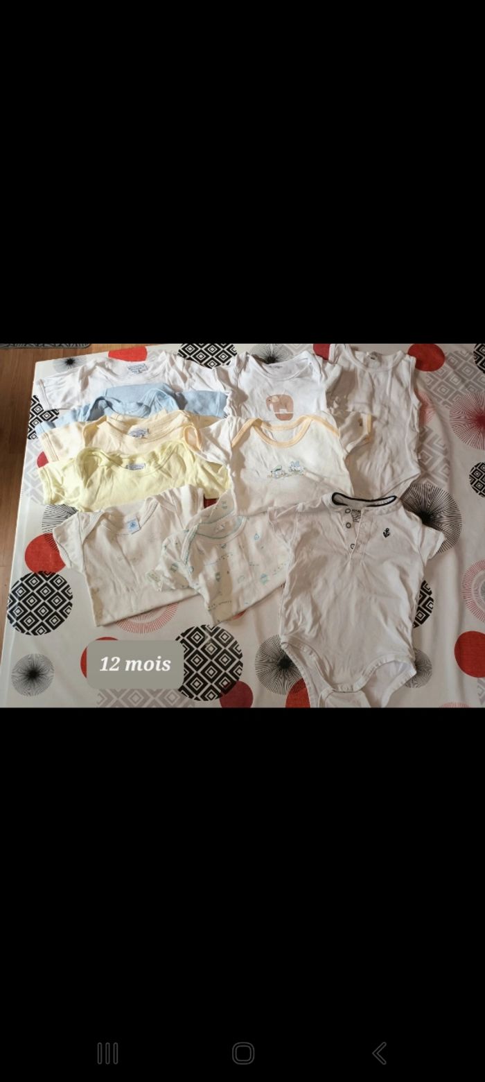 Lot 10 bodies manches courtes Taille 12 mois