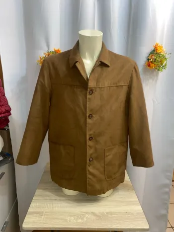 Veste légère / surchemise en peau marron vintage Laurent Cerrer taille XL - n11p