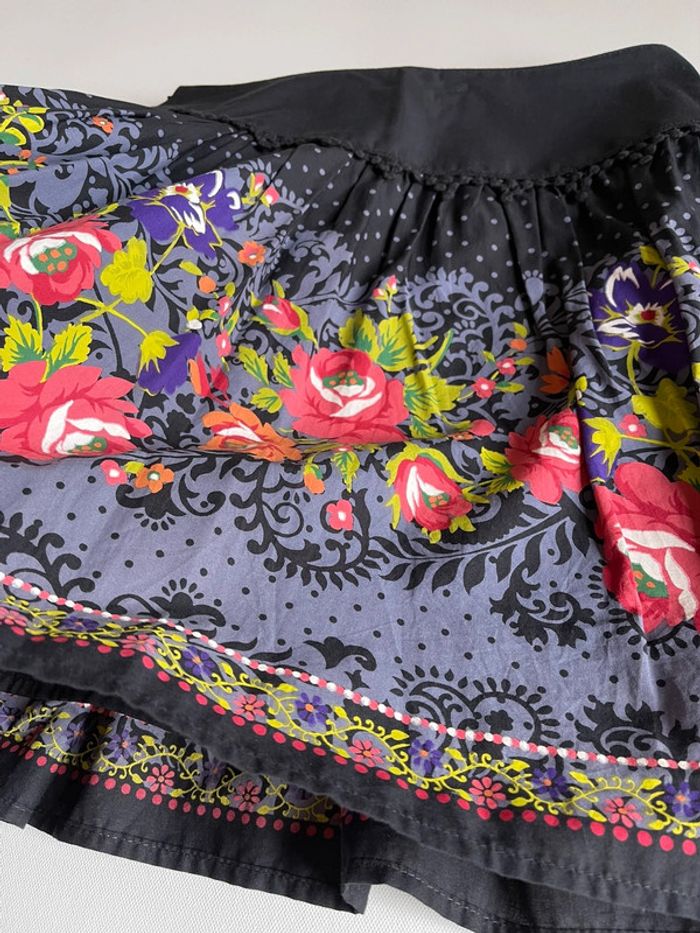 Jupe noire en coton Promod taille 34 avec motifs floraux russes / slaves - photo numéro 13