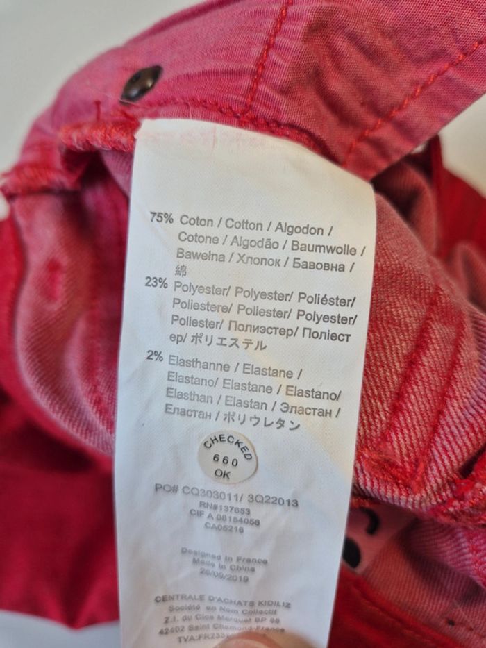 Jean rouge 3 pommes taille 6 mois 9 mois 74cm - photo numéro 7