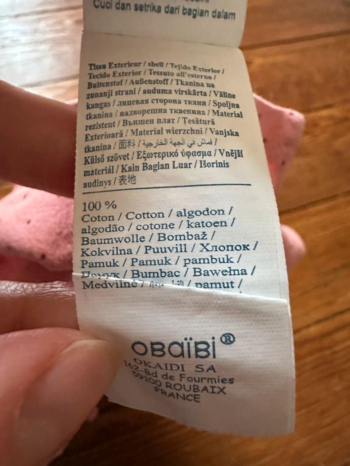 T-shirt Obaïbi vieux rose manchot 1 mois - photo numéro 4