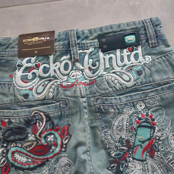 Bermuda large baggy short vintage jeans denim hip hop streetwear Ecko y2k 2000 taille 32us fr42 - photo numéro 5