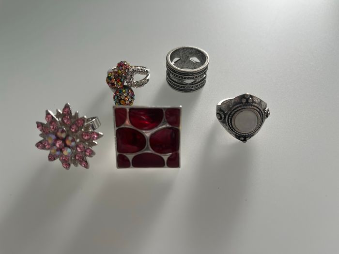 Lot de 5 bagues coloré bijoux