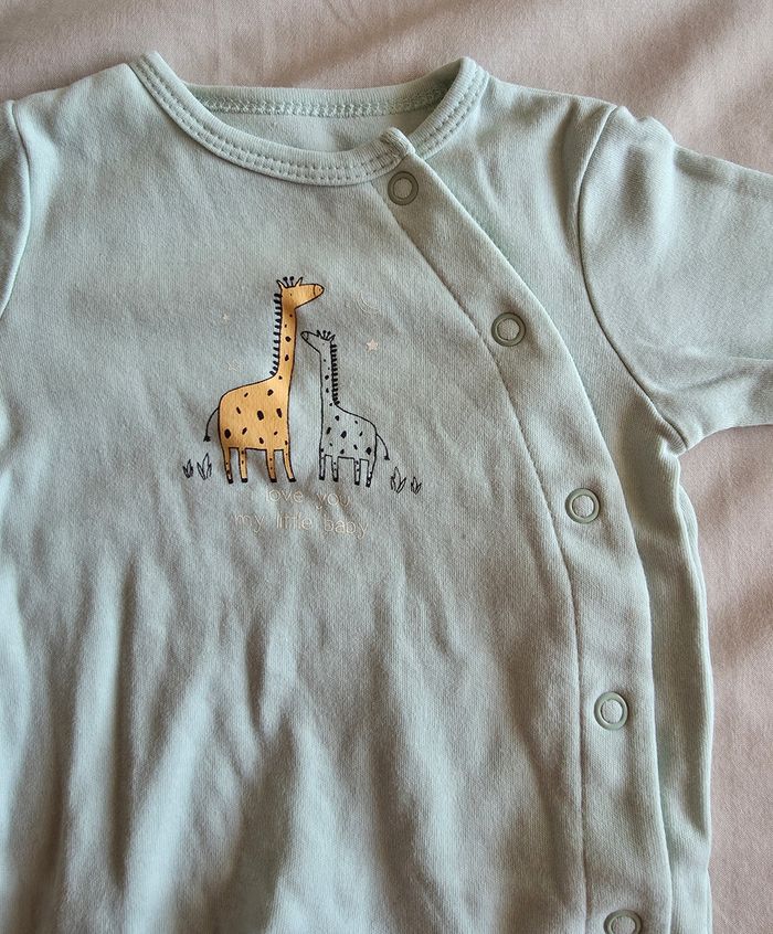 Kiabi Pyjama Coton Bio Vert Menthe Très Bon État 0M - photo numéro 4