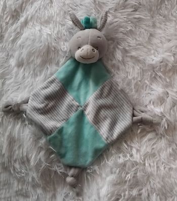 Doudou losange Âne cheval bleu et gris rayés  - Tom et kiddy