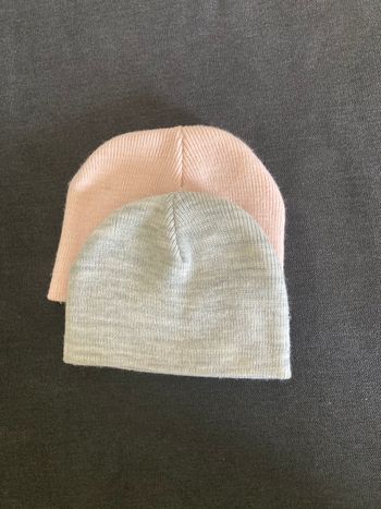 Bonnet bebe gris et rose