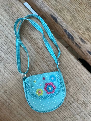 Petit sac à main fille bleu fleurs été